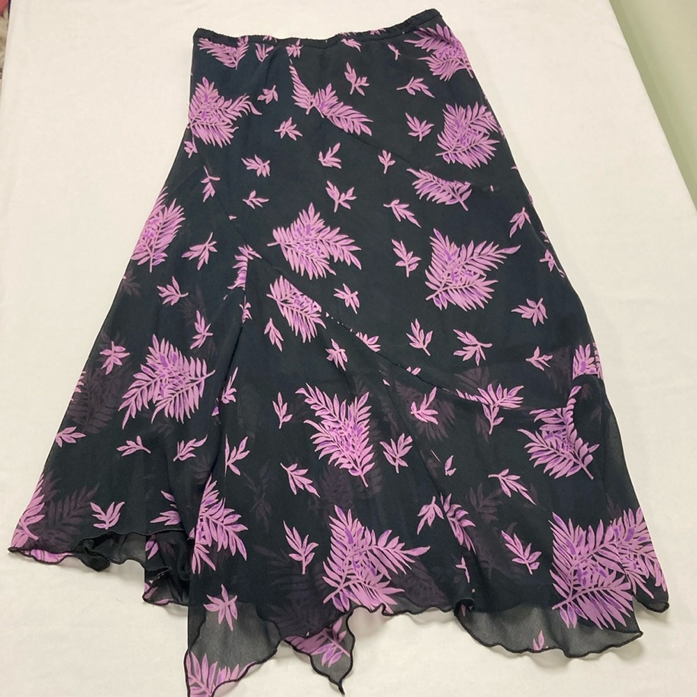 Double Zero Black and Pink Midi A-Line Skirt